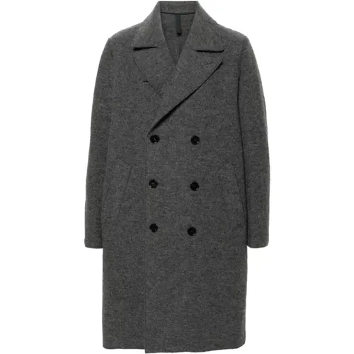 Anthracite Wool Double-Breasted Coat , male, Sizes: L, M - Harris Wharf London - Modalova