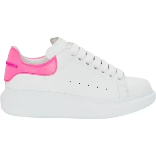 Leather Lace-Up Sneaker with Glitter Heel Counter , female, Sizes: 2 UK, 3 UK - alexander mcqueen - Modalova