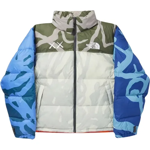 Limited Edition Kaws Nuptse Jacket Grey/Blue , male, Sizes: L, M, XS, XL, S - The North Face - Modalova