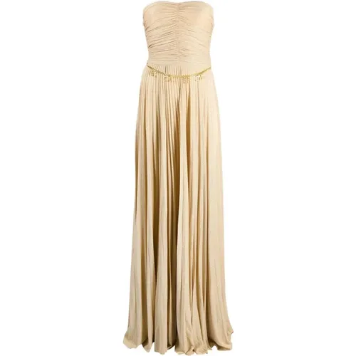 Metallic Plisse Strapless Dress , female, Sizes: M - Elisabetta Franchi - Modalova