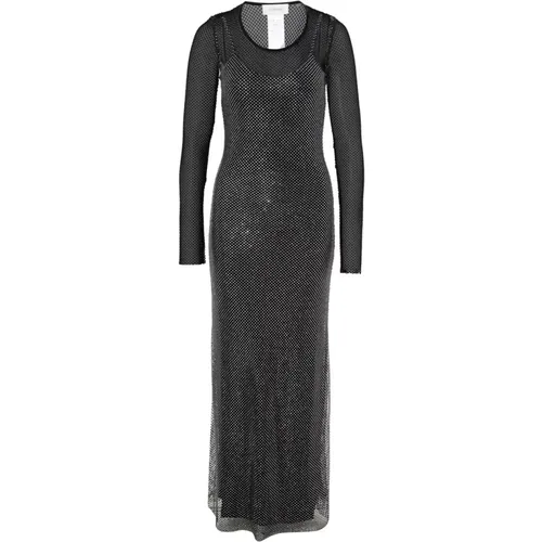 Mesh Strass Schwarzes Kleid - SPORTMAX - Modalova