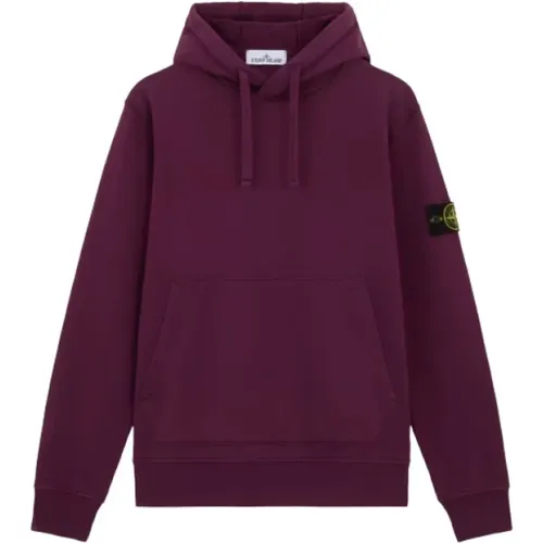 Burgunder Hoodie aus Fleece , Herren, Größe: L - Stone Island - Modalova