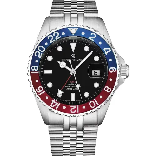 Armbanduhr Automatic Diver' GMT Black Dial Blue and Red Armband Edelstahl 17572.2235 - Revue Thommen - Modalova