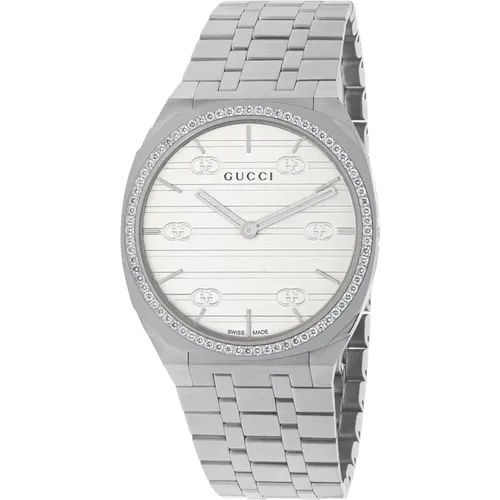 Diamond Bezel Stainless Steel Bracelet Watch , female, Sizes: ONE SIZE - Gucci - Modalova