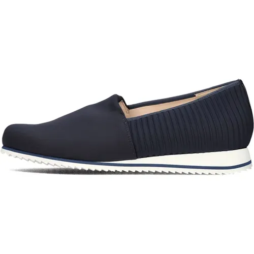 Blaue Textil Slip-Ons Piacenza Stil , Damen, Größe: 42 1/2 EU - HASSIA - Modalova