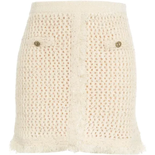 Glitter Knit Mini Skirt with Frayed Hem , female, Sizes: XS - Twinset - Modalova