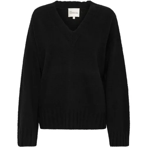 Schwarzer V-Ausschnitt Pullover , Damen, Größe: XS - My Essential Wardrobe - Modalova