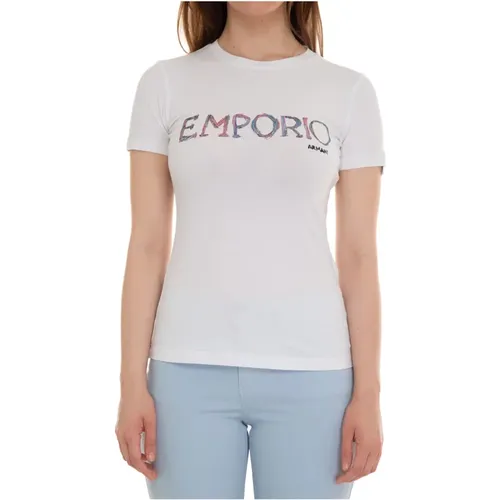 Contrast Logo Slim Fit Tee , female, Sizes: XL - Emporio Armani - Modalova