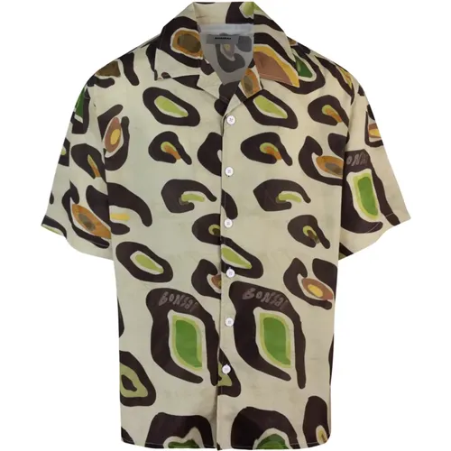 Animal Print Oversized Bowling Shirt , male, Sizes: L, M, S - Bonsai - Modalova