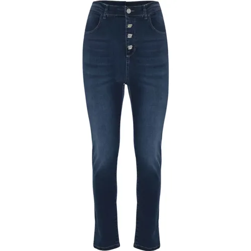 Skinny Jeans mit juwelenem Knopfverschluss , Damen, Größe: W29 - Kocca - Modalova