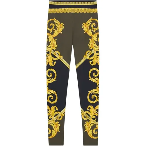 Barocco Print High-Waisted Trousers , female, Sizes: XS - Versace - Modalova