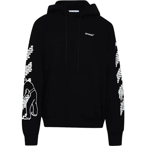 Ziegel Pfeile Gedruckt Slim Hoodie Schwarz , Herren, Größe: S - Off White - Modalova