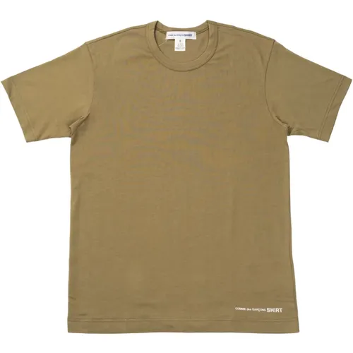 Baumwoll-T-Shirt in Khaki mit Logo , Herren, Größe: S - Comme des Garçons - Modalova