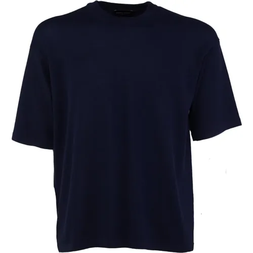 Italienisches Baumwoll-Boxy-T-Shirt , Herren, Größe: M - Roberto Collina - Modalova
