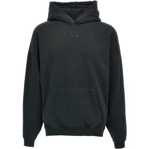 Schwarzer Baumwollhoodie mit Logoaufdruck , Herren, Größe: XL - 44 Label Group - Modalova