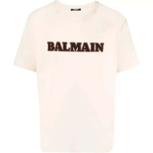 Retro flock t-shirt , male, Sizes: 3XL, L - Balmain - Modalova
