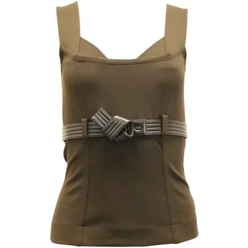 Wool Sleeveless Top with Detachable Leather Belt , female, Sizes: XS - Gucci Vintage - Modalova
