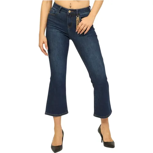 Flare Denim Jeans High Waist Bell Bottom , female, Sizes: W32, W30, W28 - Gaudi - Modalova