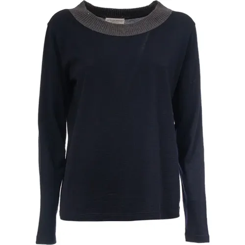 Virgin Wool Sweater with Ribbed Collar , female, Sizes: XL - Le Tricot Perugia - Modalova