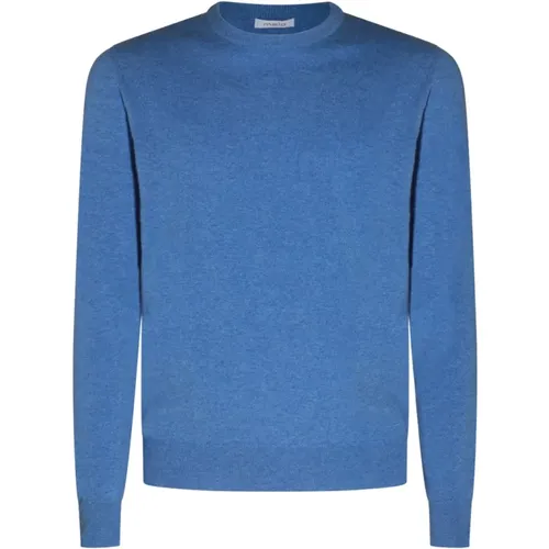 Blauer Kaschmirpullover, Runder Ausschnitt, Lange Ärmel,Kaschmir Rundhals Pullover Blau - Malo - Modalova