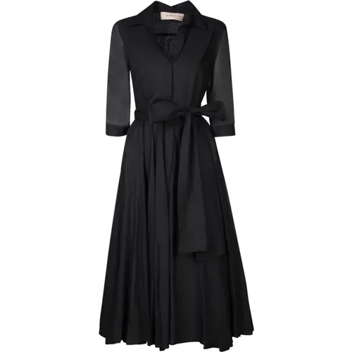 Schwarzes Hemdkleid mit Gürtel , Damen, Größe: XL - Blanca Vita - Modalova