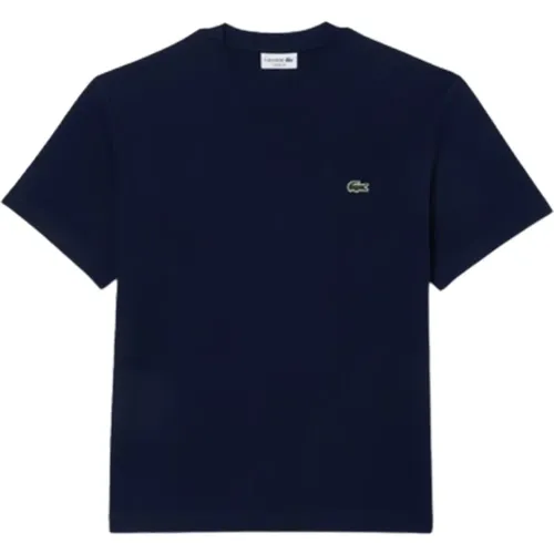 Klassisches Baumwoll-Jersey T-Shirt (Navy Blau) , Herren, Größe: S - Lacoste - Modalova
