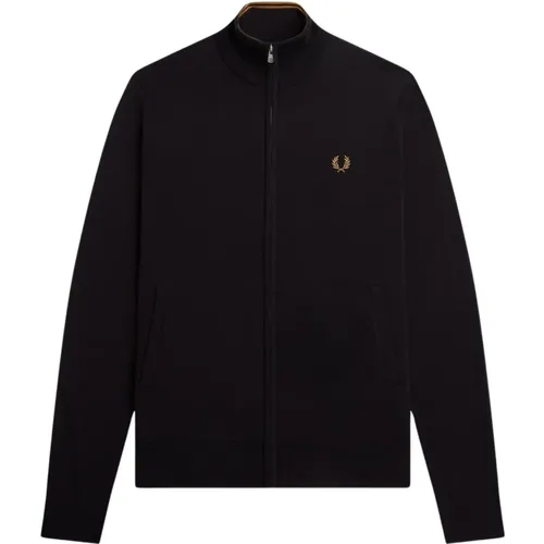 Schwarzer Cardigan mit Reißverschluss , Herren, Größe: 2XL - Fred Perry - Modalova