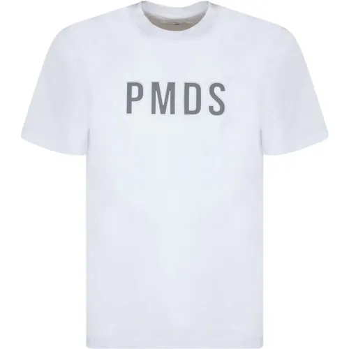 Weißes Logo-Print Rundhals T-Shirt , Herren, Größe: L - Pmds - Modalova