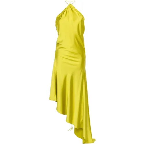 Satin Halterneck Dress with Ruched Detailing , female, Sizes: M, S - The Attico - Modalova