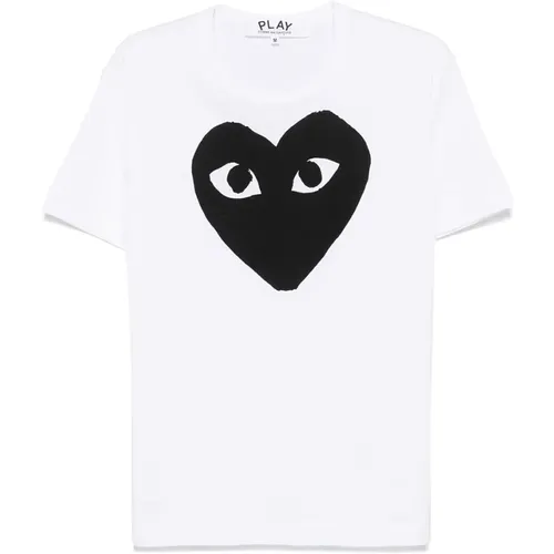 T-Shirt mit Logo-Print in Weiß , Herren, Größe: XL - Comme des Garçons Play - Modalova