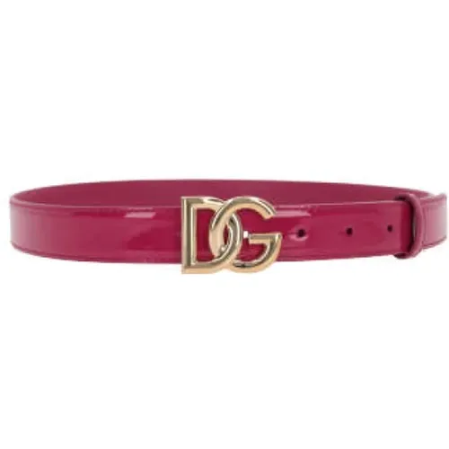 Glossy Belt with Adjustable Logo Buckle , female, Sizes: 75 CM - Dolce & Gabbana - Modalova