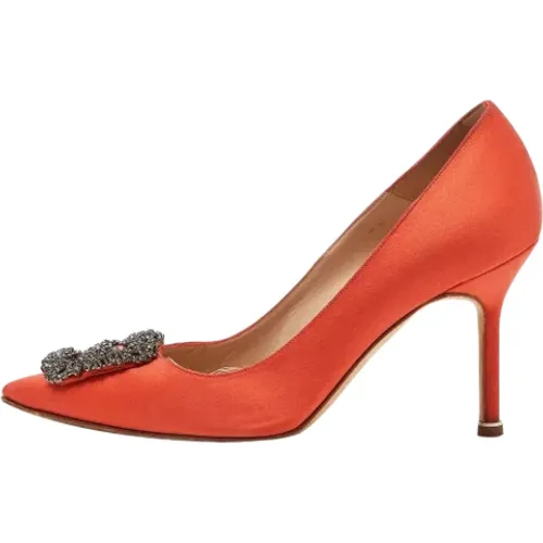 Pre-owned Satin heels , female, Sizes: 4 UK - Manolo Blahnik Pre-owned - Modalova
