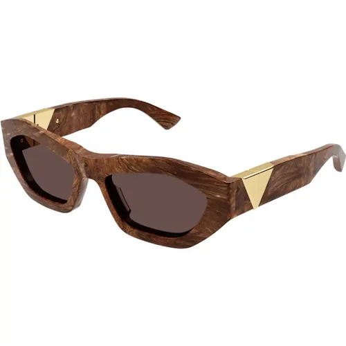 Braune Sonnenbrille Bv1221S , Damen, Größe: 54 MM - Bottega Veneta - Modalova