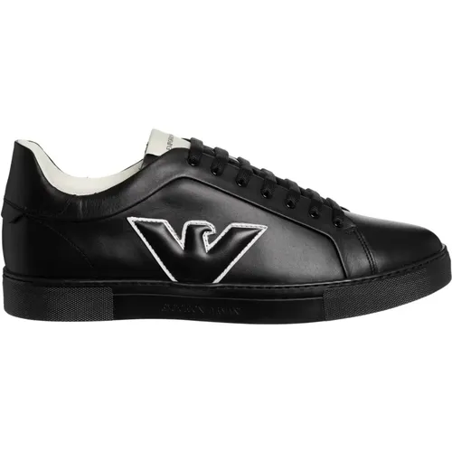 Leather Lace Closure Sneakers , male, Sizes: 9 UK - Emporio Armani - Modalova