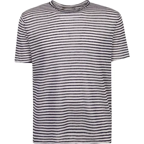 Striped detail t-shirt , male, Sizes: M, L, XL - Original Vintage - Modalova