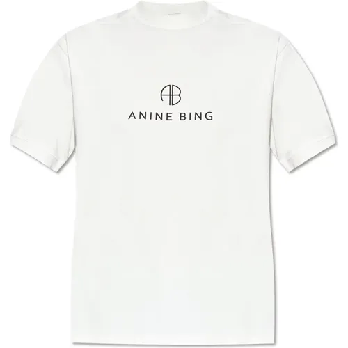 T-Shirt mit Logo , Damen, Größe: M - Anine Bing - Modalova