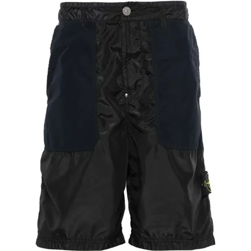 Navy Mid-Length Shorts , male, Sizes: W34 - Stone Island - Modalova