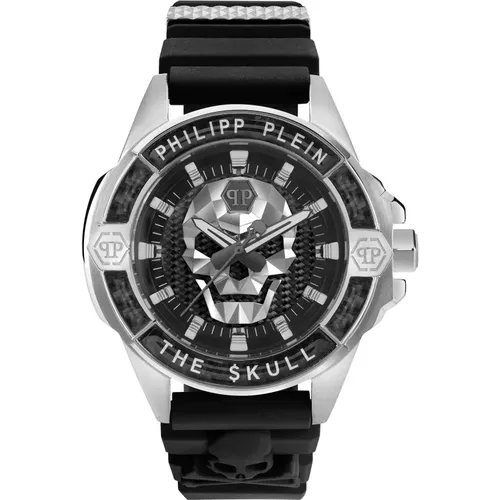 Carbon Fiber Skull Watch , male, Sizes: ONE SIZE - Philipp Plein - Modalova