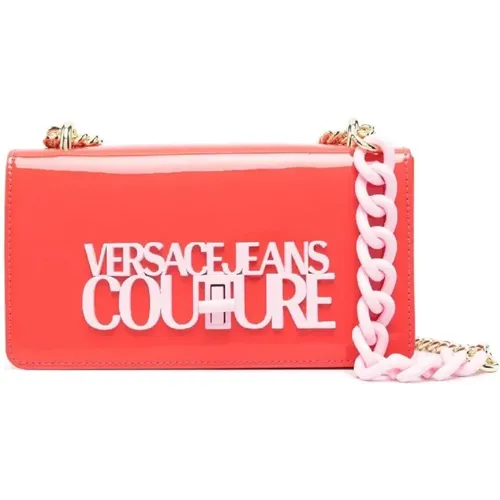Rote Glänzende Schultertasche für Frauen , Damen, Größe: ONE Size - Versace Jeans Couture - Modalova