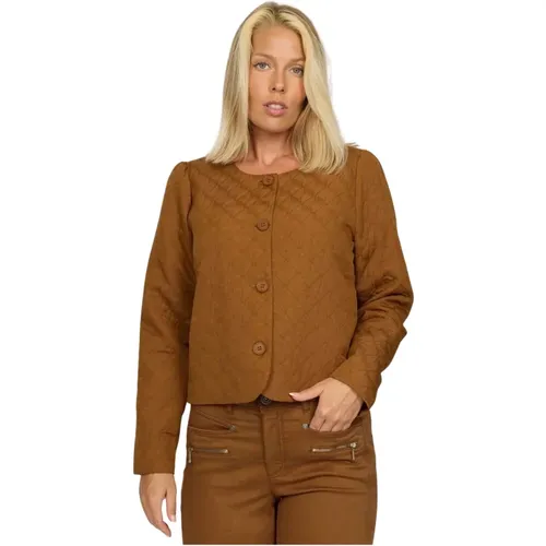 Dunkel Cognac Ebony Hose Jacke , Damen, Größe: M - 2-Biz - Modalova