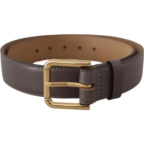 Elegant Leather Belt with Engraved Buckle , female, Sizes: 70 CM - Dolce & Gabbana - Modalova