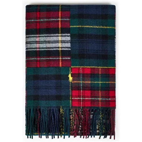 Fringed Tartan Scarf with Pony Logo , female, Sizes: ONE SIZE - Polo Ralph Lauren - Modalova