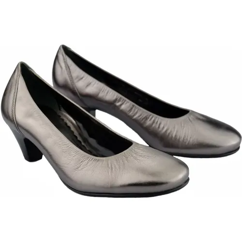 Silber Metallic Leder Pumps , Damen, Größe: 37 1/2 EU - Gabor - Modalova