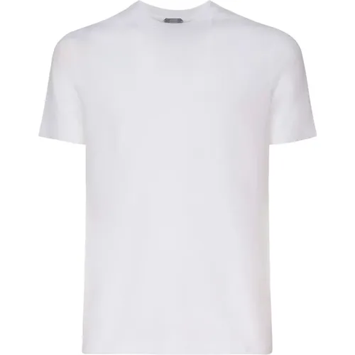 Weiße Baumwoll-T-Shirt Kurze Ärmel , Herren, Größe: 2XL - Zanone - Modalova