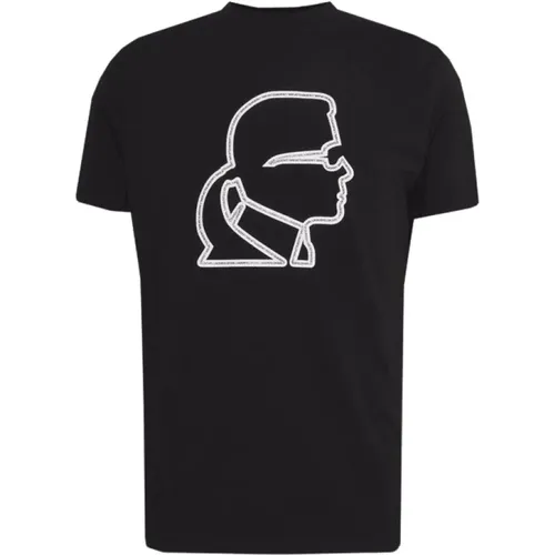 Schwarzes Tee-Shirt mit Design und Extras , Herren, Größe: S - Karl Lagerfeld - Modalova