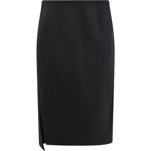 Wool Skirt with Side Zip , female, Sizes: XS - Versace - Modalova