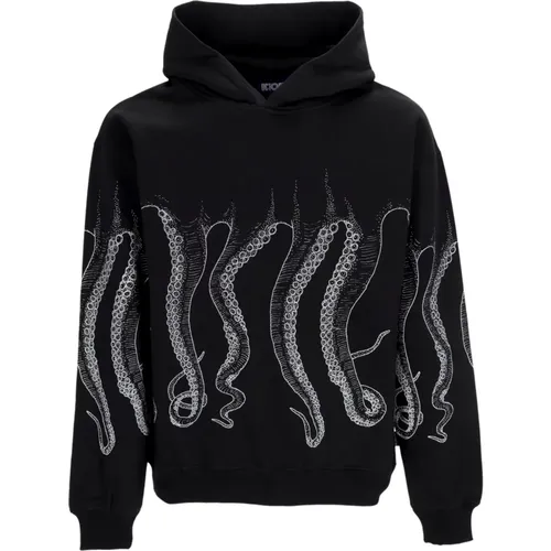Schwarzer Outline Hoodie Streetwear - Octopus - Modalova