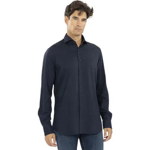 Italian Medium Collar Flannel Shirt , male, Sizes: 2XL, 3XL, L, 4XL - Xacus - Modalova