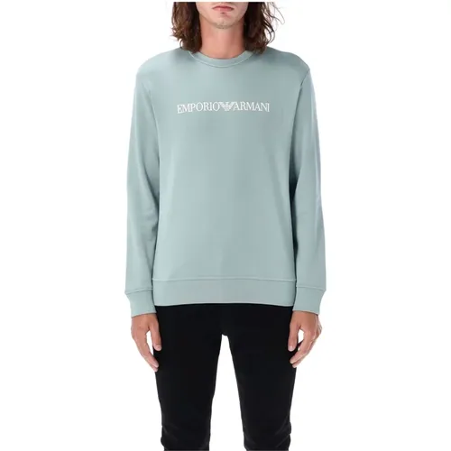 Logo Knitwear Silver Sweatshirt Aw24 , male, Sizes: M, L - Emporio Armani - Modalova