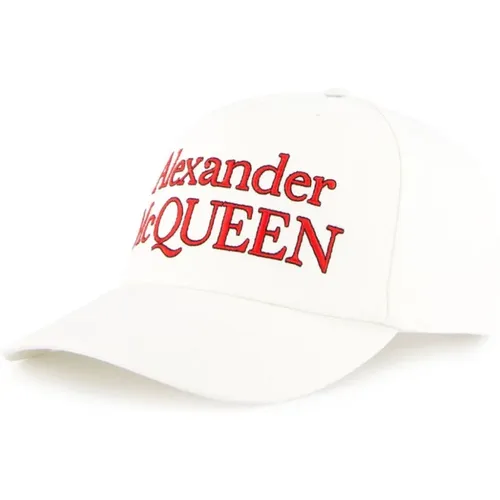 Bedruckte Baseballkappe Weiß/Rotes Logo , Herren, Größe: M - alexander mcqueen - Modalova